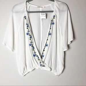 Chloe & Katie White Boho Wrap Top